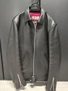 ブラックレザー シングルライダースジャケット