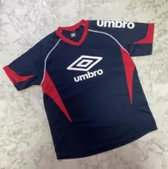 【美品】アンブロ umbro ネイビー/レッド Vネック半袖シャツ