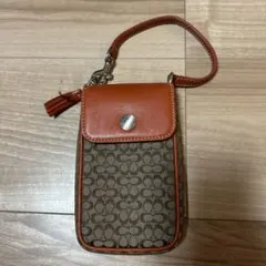 Coach ロゴ入りポーチ ブラウン/オレンジ