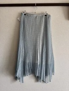 青緑のチェック柄 プリーツロングスカート