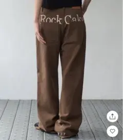 値下不可★ROCKCAKE Lettering Hide Pants Brown