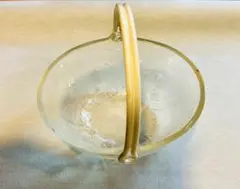 花模様のガラスボウルハンドル付き　昭和レトロ
