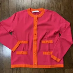 エストネーション　クルーネック　バイカラー　カーディガン