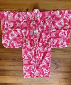 ピンク 蝶と花柄 浴衣 120cm