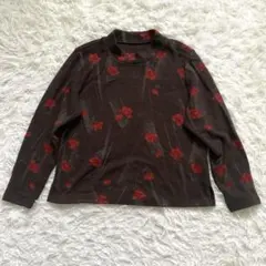 MILAKE ミレーク　長袖カットソー　茶　ブラウン　花柄　Mサイズ