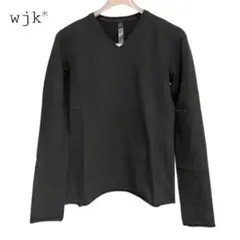 美品 wjk 立体裁断 Vネック長袖カットソー L 740 mj16 黒 ロンTのサムネイル