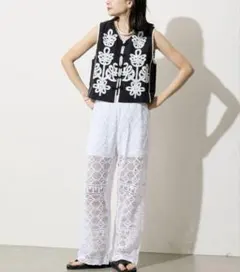 SARA MALLIKA サラマリカ　ベスト　刺繍 クーポン対象】Sara Mallika サラマリカ コットン ジャガード