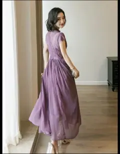 パープルパーティードレス ロングドレス 結婚式 お呼ばれ