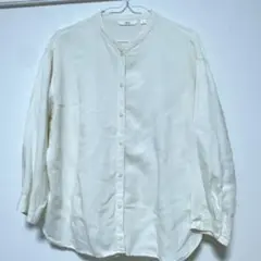 クリーム色 Mサイズ ボタン付きシャツ
