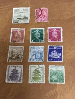 渡辺崋山 年賀用大日本郵便切手 富士山 他富士山切手12種使用済切手