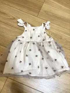 【petit main】さくらんぼ刺繍 ワンピース 80