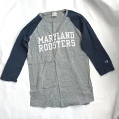 Champion グレー/ネイビー 長袖Tシャツ