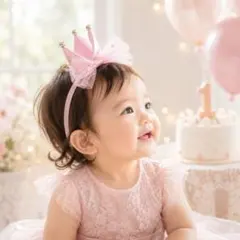 ベビークラウン ピンク 王冠 赤ちゃん ペット　記念日 誕生日 ハーフバースデー