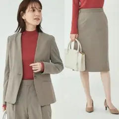 カチリラ ノーラペルジャケット スカート セットアップ ノーカラー