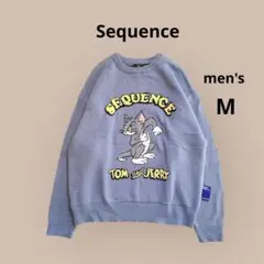 【Sequence】トム☆ジェリー　長袖ニットトップス　メンズM ブルー系　秋冬