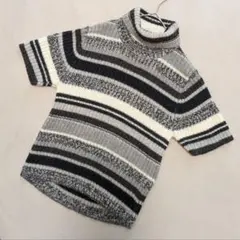 23区　上質　アルパカ　半袖　タートルニット　セーター　　グレー系　44