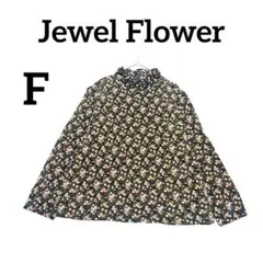 【Jewel Flower】秋モード　長袖カットソー　F　ブラック　花柄　レトロ