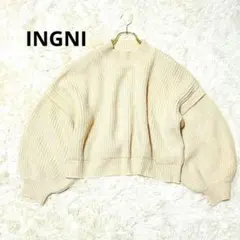 イング ドロップショルダー長袖リブニット バックレースアップ モックネック