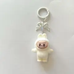 らぶぶ　labubu キーホルダー　キーリング　白　ホワイト