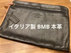イタリア製 BMB 本革 レザー セカンドバッグ 書類ケース ブラック