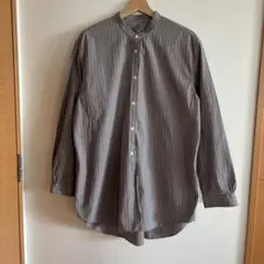無印 洗いざらし ブロード スタンドカラー長袖ロングシャツ XL チュニック
