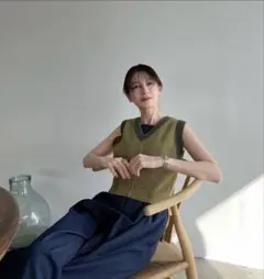 CLANEクラネdouble face no sleeve knit tops