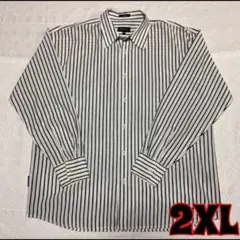 長袖 ボタンシャツ　2XL　ストライプ柄