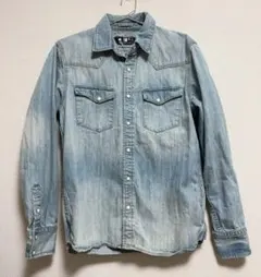 ナノユニバース　デニム　シャツ　ジャケット　白ボタン