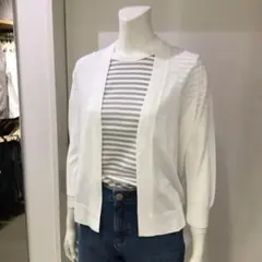 無印良品 ＵＶカット強撚七分袖ショートカーディガン 白