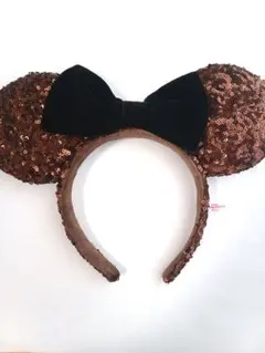 東京ディズニーリゾート　ミニー　カチューシャ　スパンコール　リボン　ミニーマウス