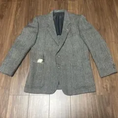 ヘリンボーン柄 イタリア製 90'sテーラードジャケット グレー系