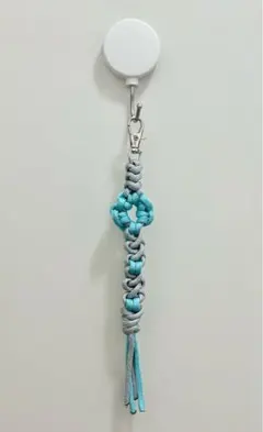 【ハンドメイド】パラコードストラップ ライトブルー×グレー