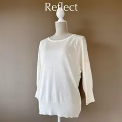 【Reflect ワールド】9　M　ホワイト(白)　七分袖セーター　ニット