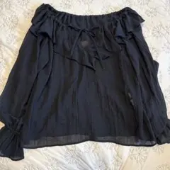 しまむら　シアーフリルブラウス　M 黒