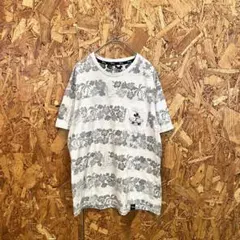 Disney ディズニー 半袖Tシャツ 総柄 ミッキーマウス ホワイト