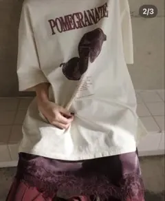 POMEGRANATE プリントTシャツ レースヘム　Tシャツのみのサムネイル