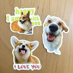 コーギー　ステッカー　3枚セット　平成レトロ