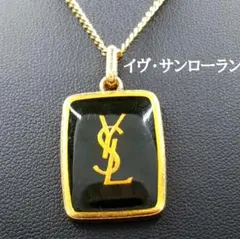 美品✨YSLイヴ・サンローラン、黒×ゴールドスクウェアレディース 