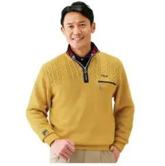 ＦＩＬＡ　編地切替アクティブセーター M マスタード　ファスナー　ニット