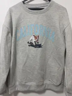 SHEIN カリフォルニア 犬 スケボー プリントスウェット グレー M