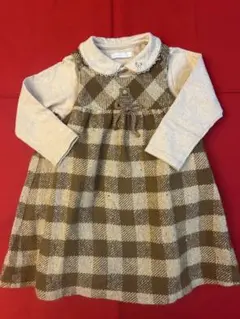 bebe べべ　90 ブラウス　ジャンバースカートに見えるロンパース　セット