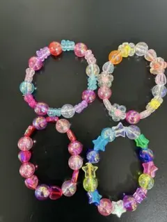 カラフルビーズブレスレット4個セット
