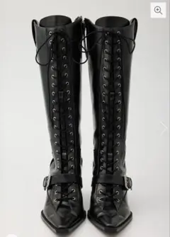 SLY POINTED LACE UP WESTERN ブーツ L BLKのサムネイル