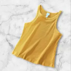 エイチアンドエム H&M アメリカンスリーブリブタンクトップ マスタード Lのサムネイル