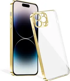iPhone14ProMax ケース クリア 軽量 薄型 スマホケース ゴールド