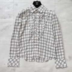 美品】Burberryフリルフレアブラウス白/三陽商会 - メルカリ
