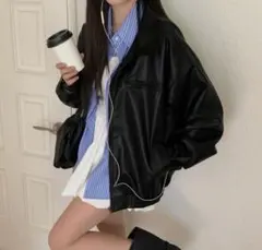 オーバーレザーブルゾンジャケット