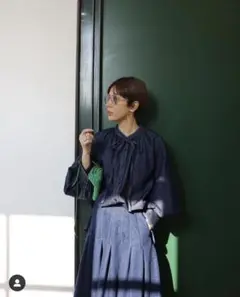 machatt マチャット　デニムリボンブラウス　ブルー