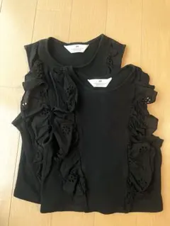 H&M ブラック フリル ノースリーブ 2枚セット