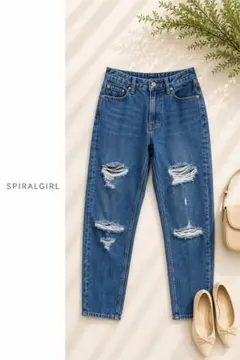 SPIRALGIRL スパイラルガール ダメージデニムパンツ クラッシュ加工のサムネイル